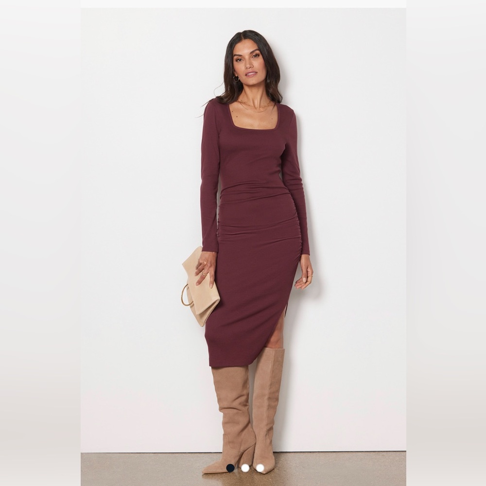 NWT Michael Stars // Squareneck Long Sleeve Dress // Plum // Small // SOLD OUT!